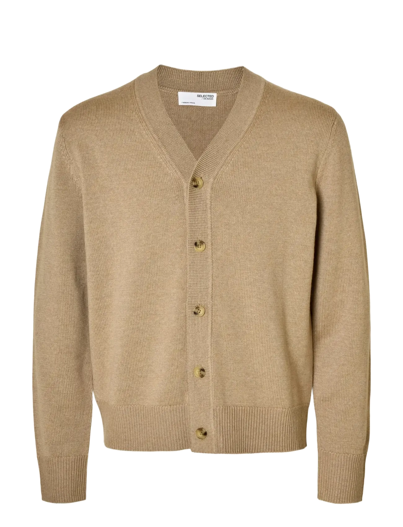 Selected SLHTRAY LS MERINO CHUNKY V-NECK CARDIGAN - Cardigans - BEIGE / beige