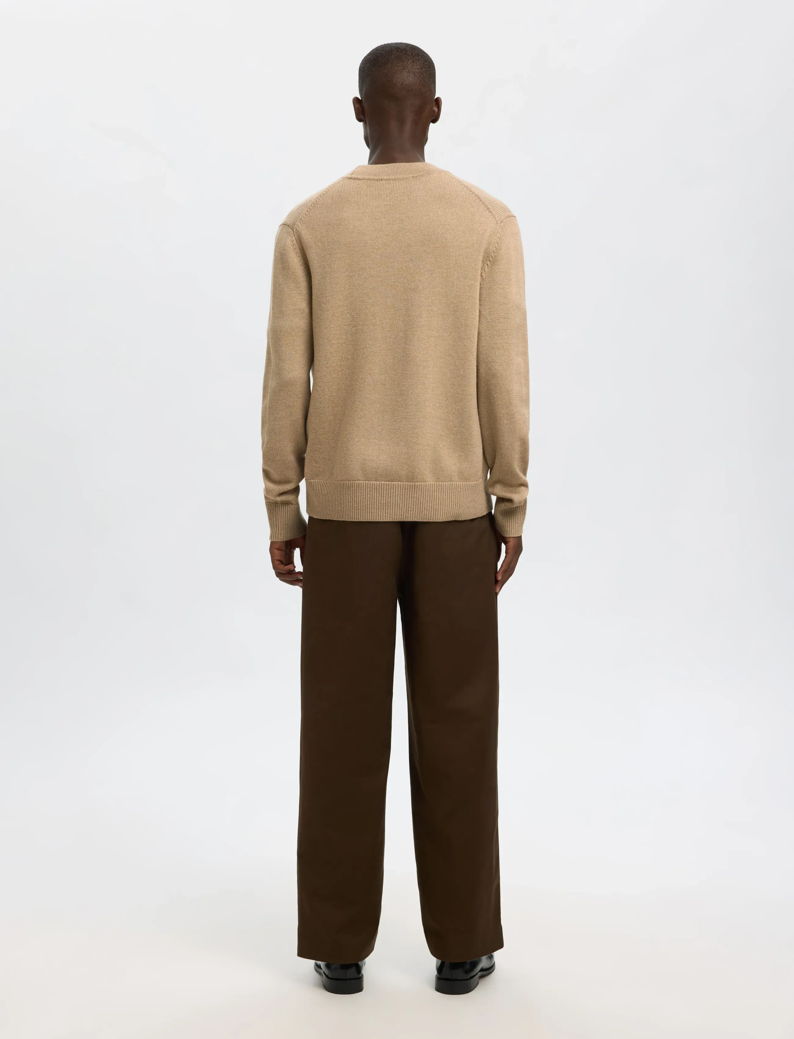 Selected - SLHTRAY LS MERINO CHUNKY V-NECK CARDIGAN - cardigans - beige - 2