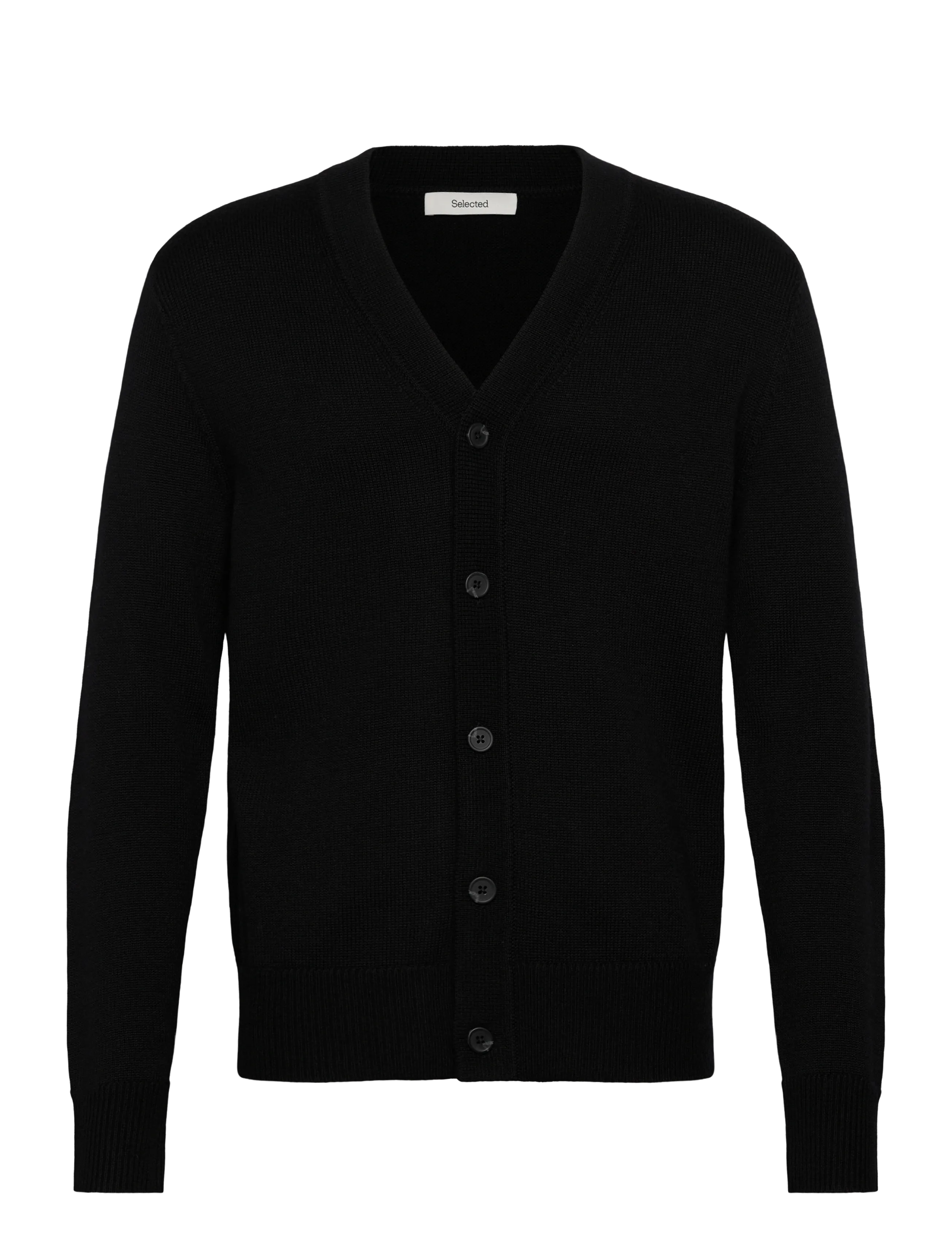 Selected Slhtray Ls Merino Chunky V-Neck Cardigan, S, Knitwear, Schwarz - Cardigans, Männerswear