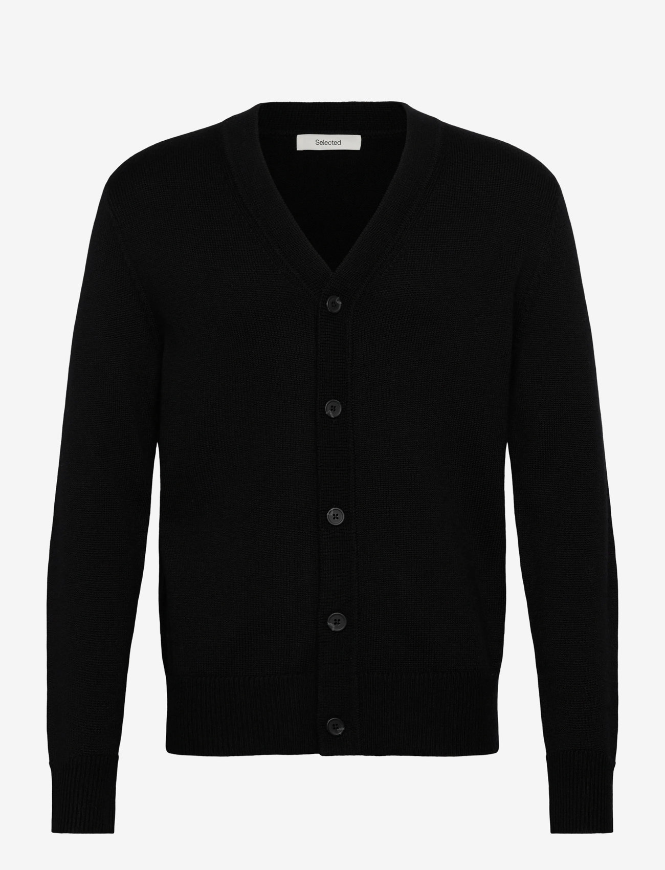 Selected - SLHTRAY LS MERINO CHUNKY V-NECK CARDIGAN - koftor - black - 0