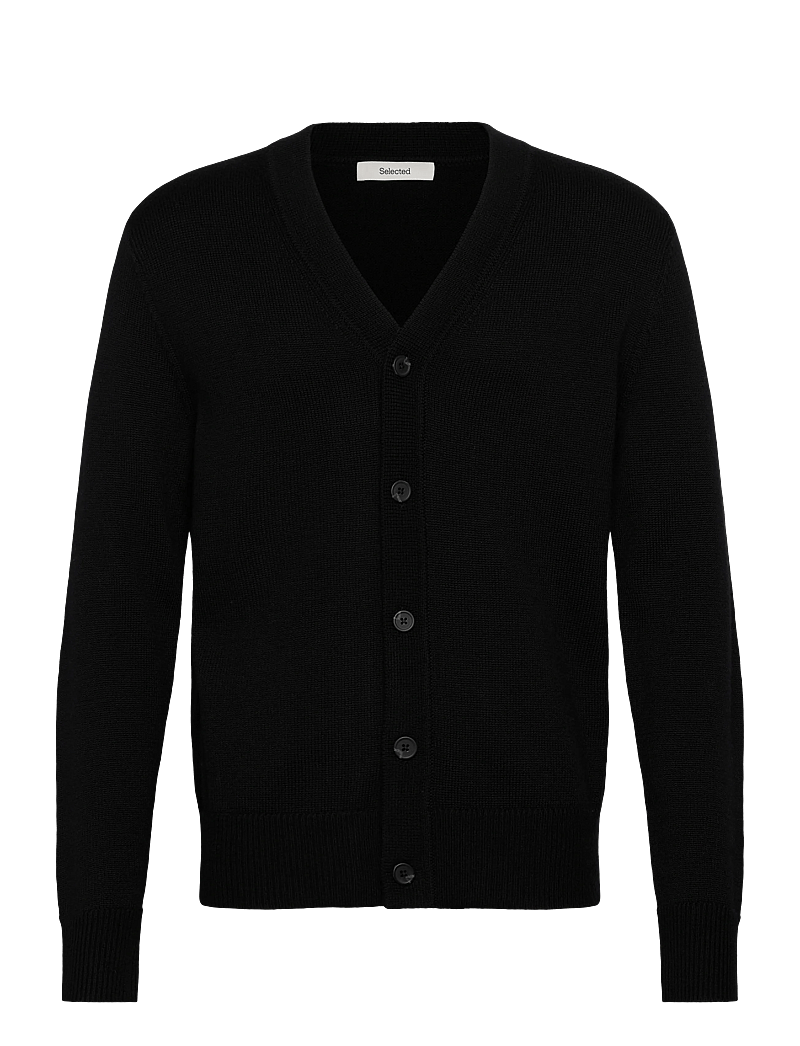 Selected - SLHTRAY LS MERINO CHUNKY V-NECK CARDIGAN - koftor - black - 0