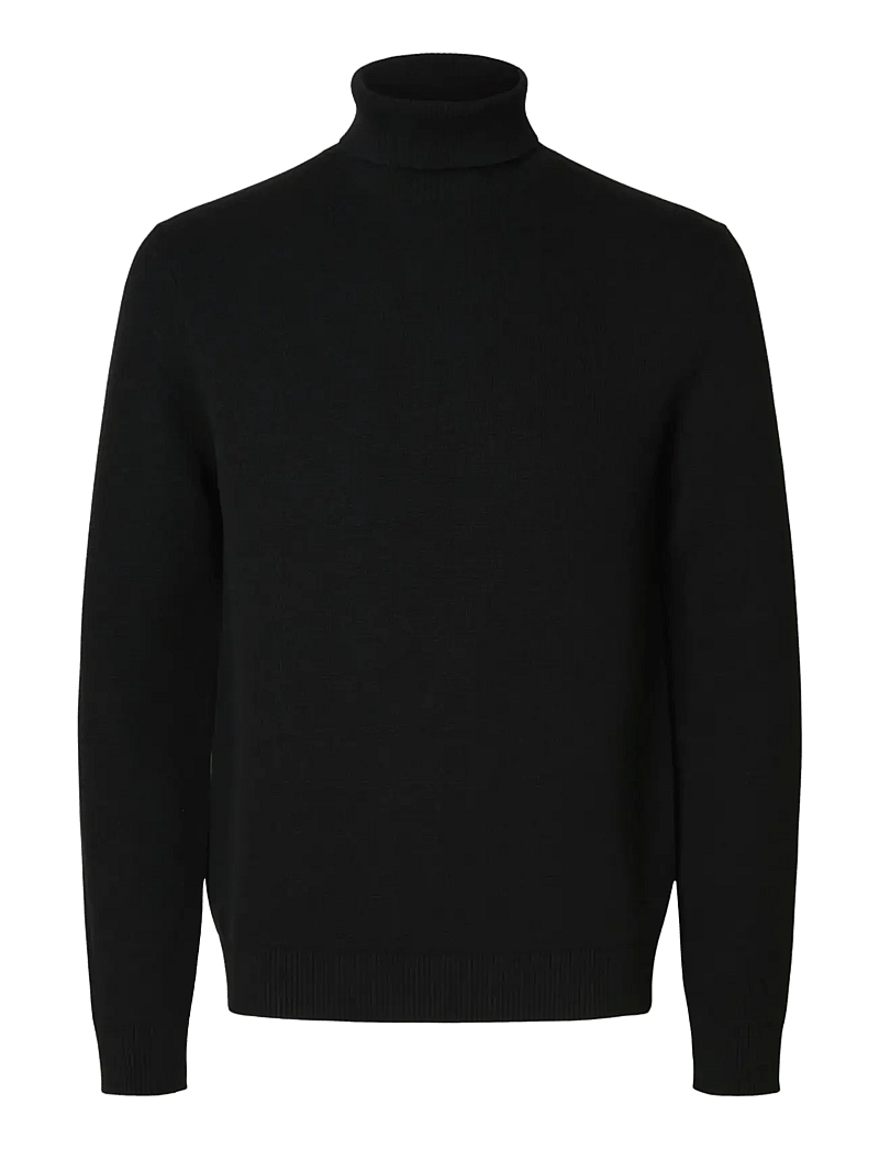 Selected - SLHDANE LS KNIT STRUCTURE ROLL NECK NOOS - rullekraver - black - 1