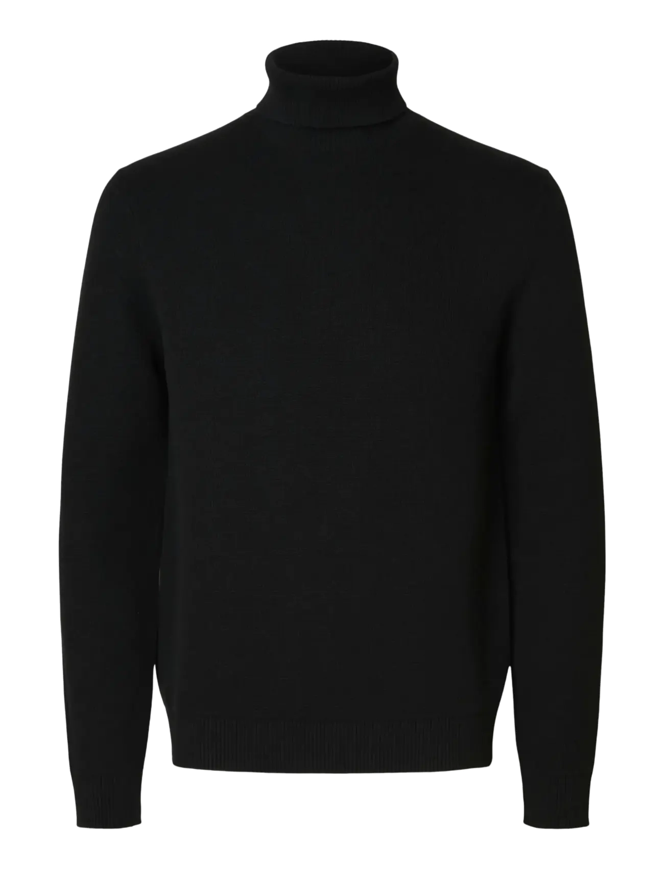 Selected SLHDANE LS KNIT STRUCTURE ROLL NECK NOOS - Poolokaulus - BLACK / black