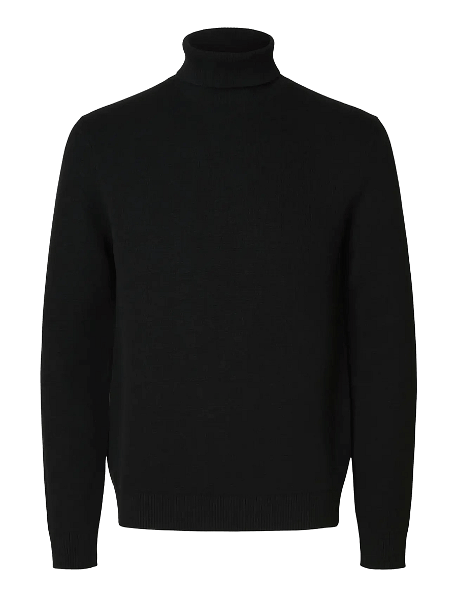 Selected - SLMDANE LS KNIT STRUCTURE ROLL NECK NOOS - kõrge kaelusega džemprid - black - 1