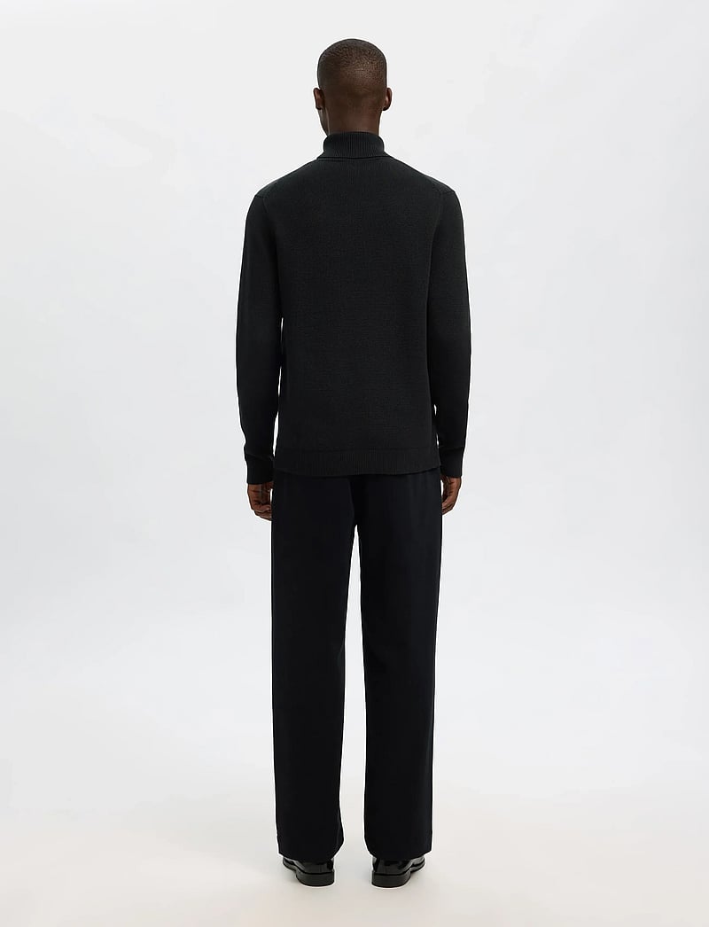 Selected - SLHDANE LS KNIT STRUCTURE ROLL NECK NOOS - rullekraver - black - 2