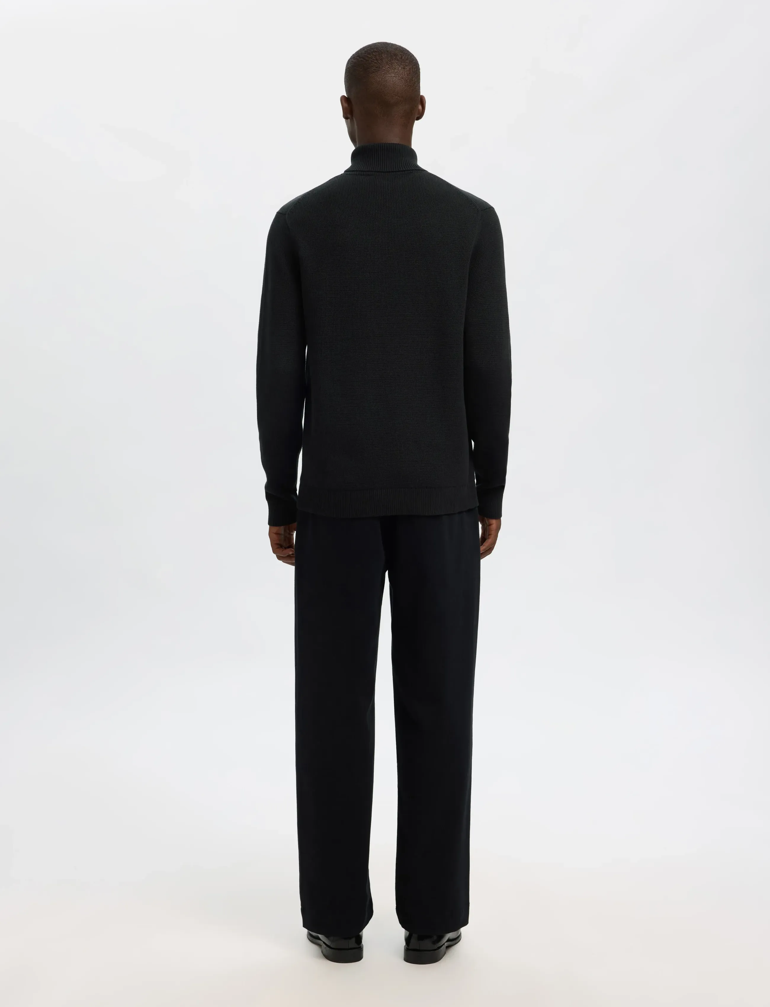 Selected - SLMDANE LS KNIT STRUCTURE ROLL NECK NOOS - kõrge kaelusega džemprid - black - 2