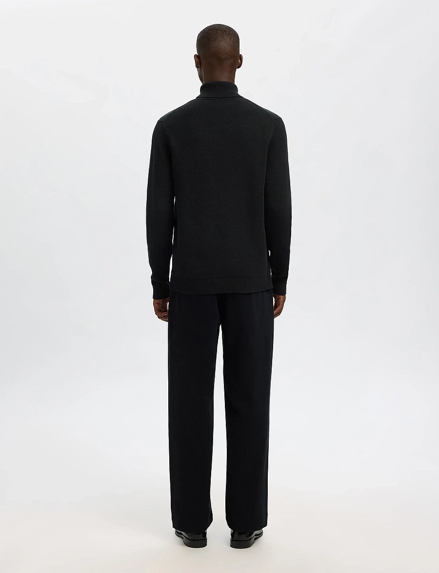 Selected - SLMDANE LS KNIT STRUCTURE ROLL NECK NOOS - kõrge kaelusega džemprid - black - 2