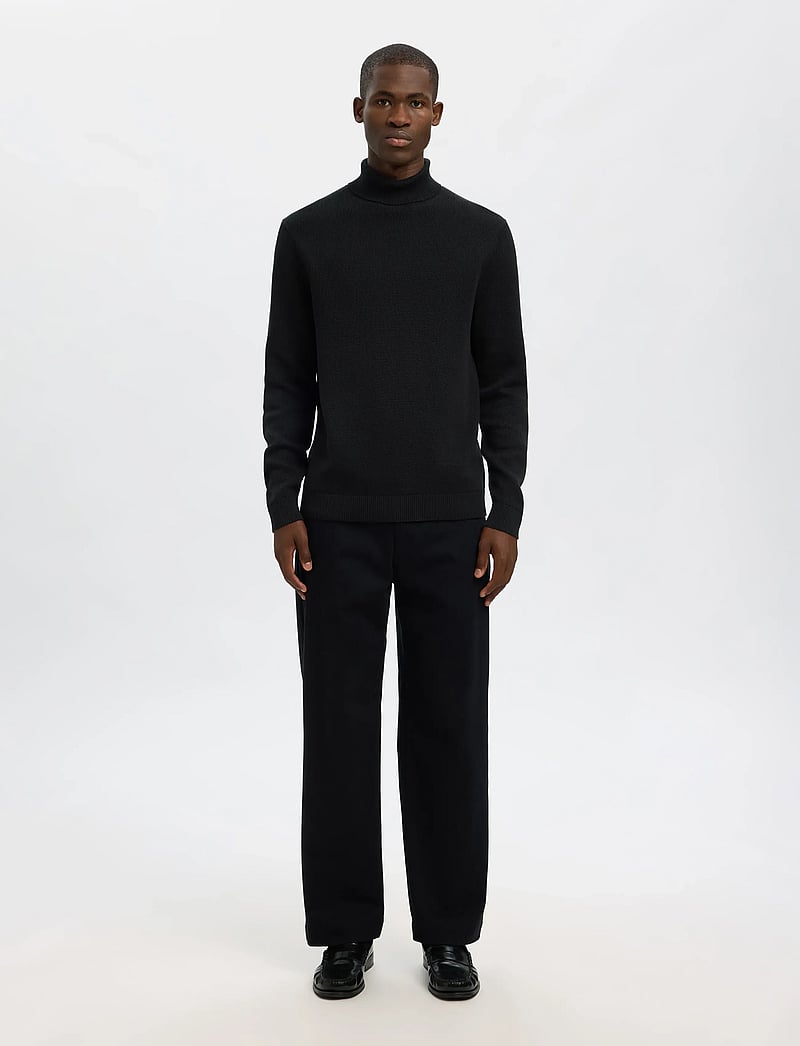Selected - SLHDANE LS KNIT STRUCTURE ROLL NECK NOOS - rullekraver - black - 3