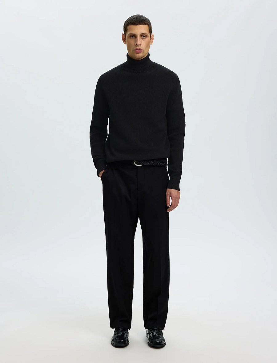 Selected - SLMDANE LS KNIT STRUCTURE ROLL NECK NOOS - polokrage - black - 3
