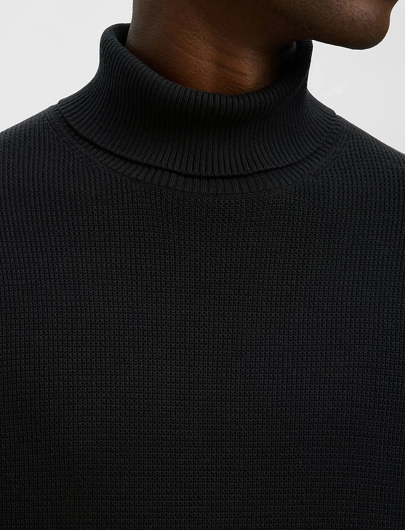 Selected - SLHDANE LS KNIT STRUCTURE ROLL NECK NOOS - rullekraver - black - 5