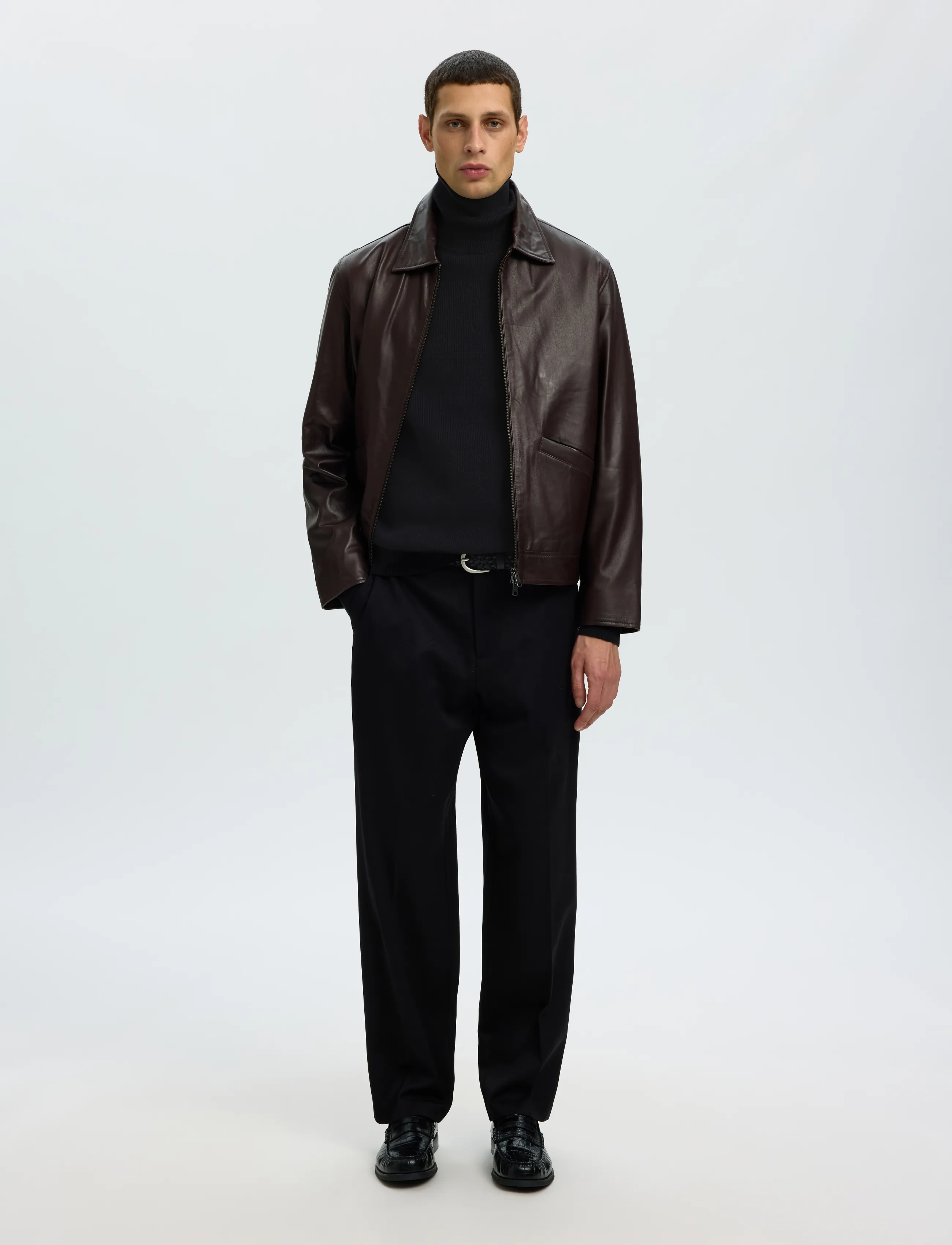 Selected - SLMDANE LS KNIT STRUCTURE ROLL NECK NOOS - polokrage - black - 5