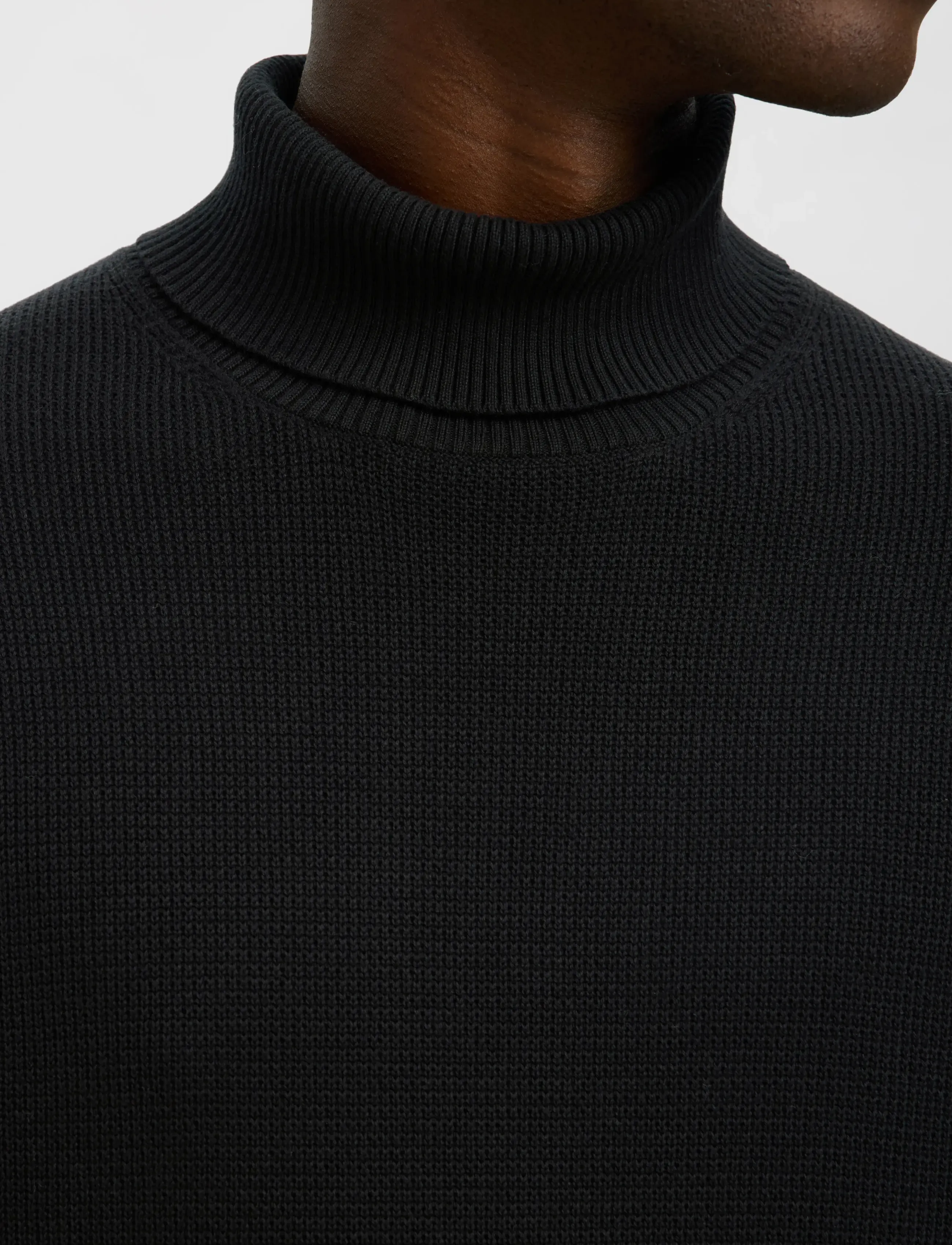 Selected - SLMDANE LS KNIT STRUCTURE ROLL NECK NOOS - kõrge kaelusega džemprid - black - 5