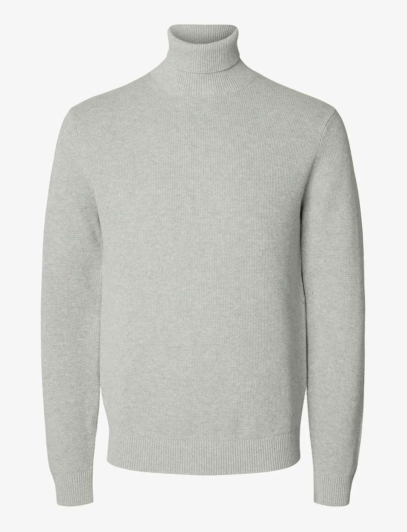 Selected - SLHDANE LS KNIT STRUCTURE ROLL NECK NOOS - rullekraver - light grey melange - 1