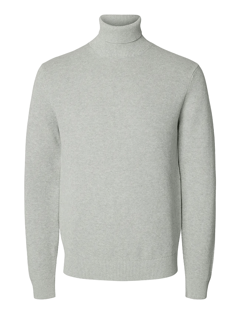 Selected - SLMDANE LS KNIT STRUCTURE ROLL NECK NOOS - rollkragen - light grey melange - 1