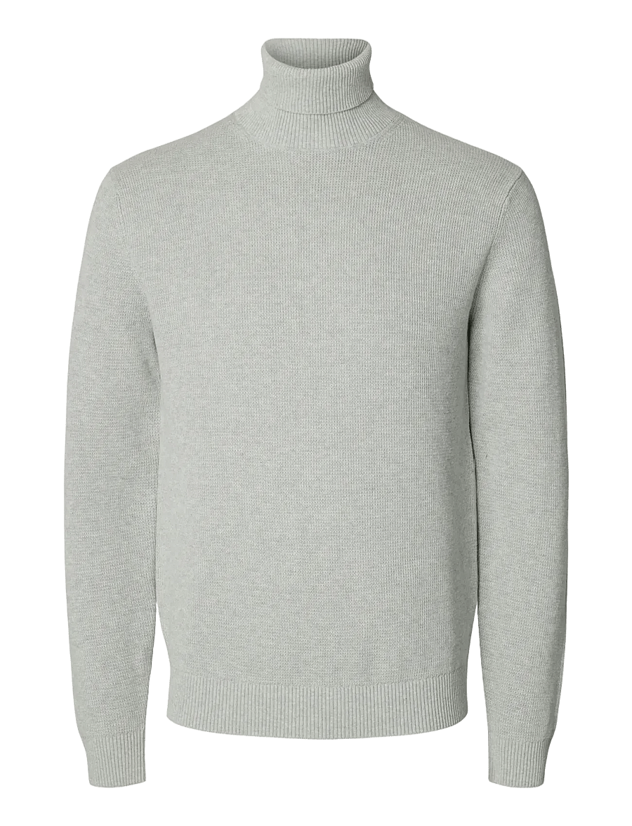 Selected - SLMDANE LS KNIT STRUCTURE ROLL NECK NOOS - kõrge kaelusega džemprid - light grey melange - 1
