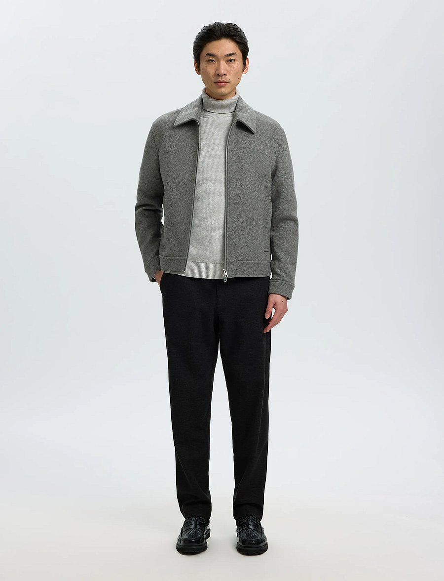 Selected - SLMDANE LS KNIT STRUCTURE ROLL NECK NOOS - rollkragenpullover - light grey melange - 2