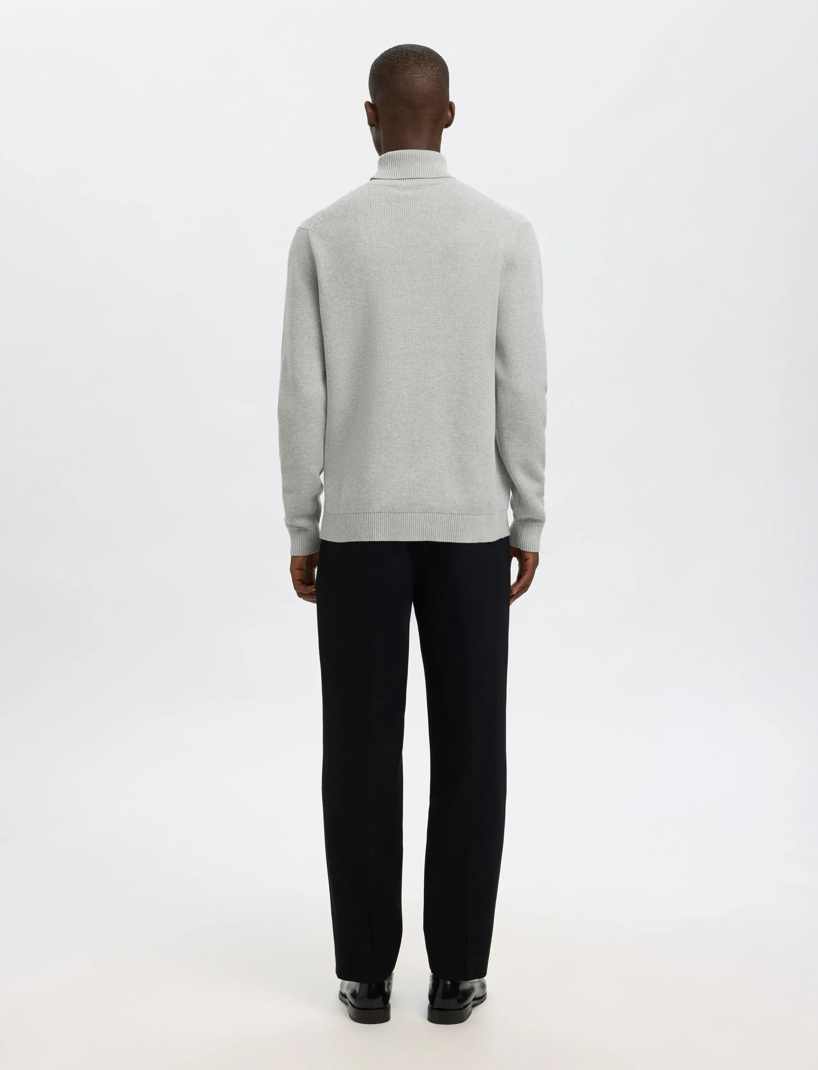 Selected - SLMDANE LS KNIT STRUCTURE ROLL NECK NOOS - kõrge kaelusega džemprid - light grey melange - 2