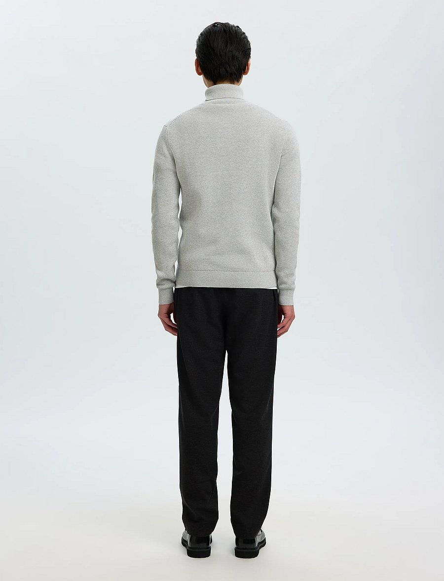 Selected - SLMDANE LS KNIT STRUCTURE ROLL NECK NOOS - rollkragenpullover - light grey melange - 5
