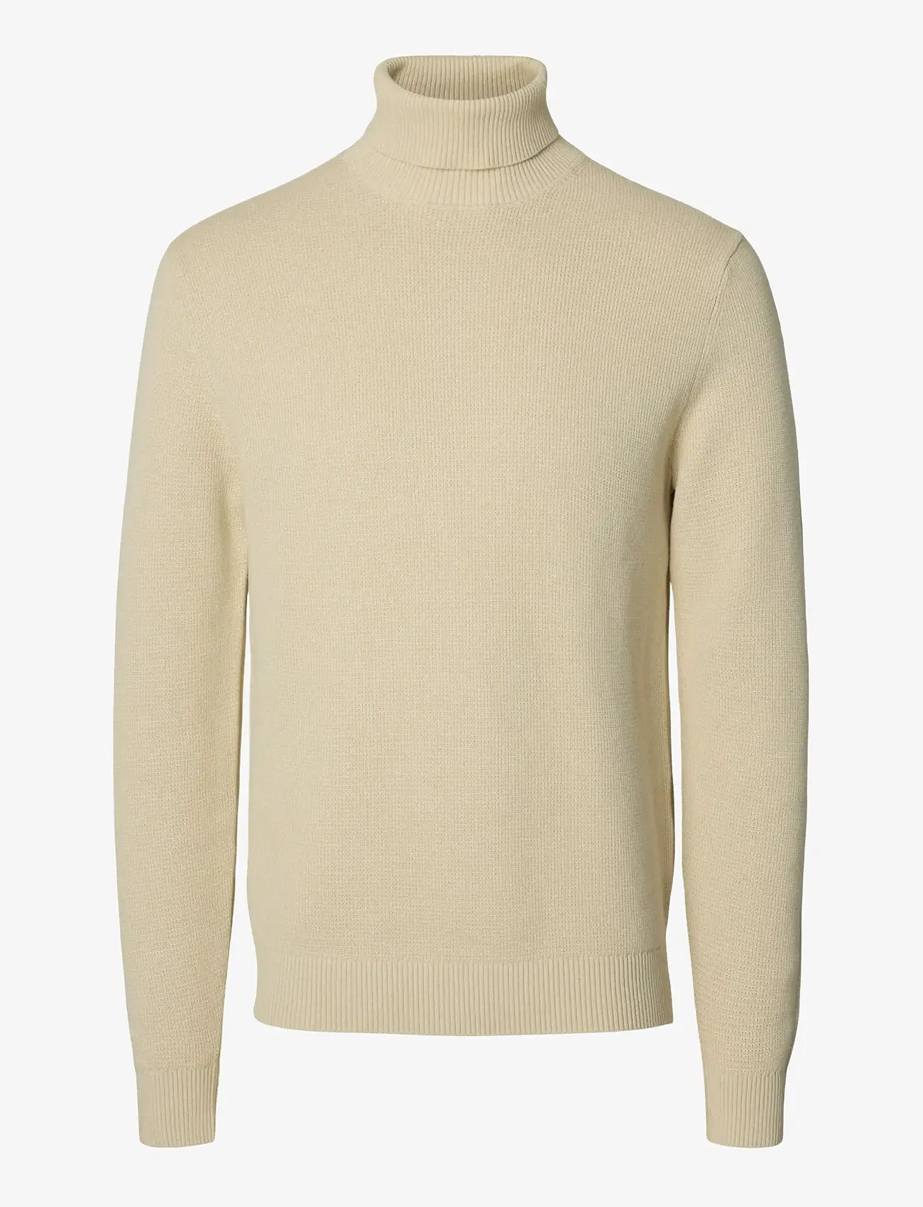 Selected - SLHDANE LS KNIT STRUCTURE ROLL NECK NOOS - rullekraver - oatmeal - 1
