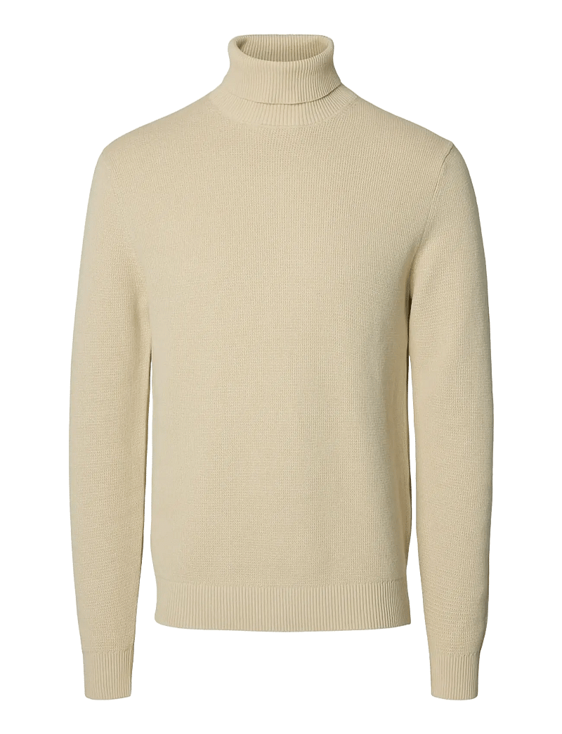Selected - SLMDANE LS KNIT STRUCTURE ROLL NECK NOOS - rollkragen - oatmeal - 1