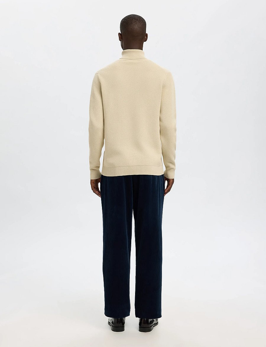 Selected - SLHDANE LS KNIT STRUCTURE ROLL NECK NOOS - rollkragen - oatmeal - 2