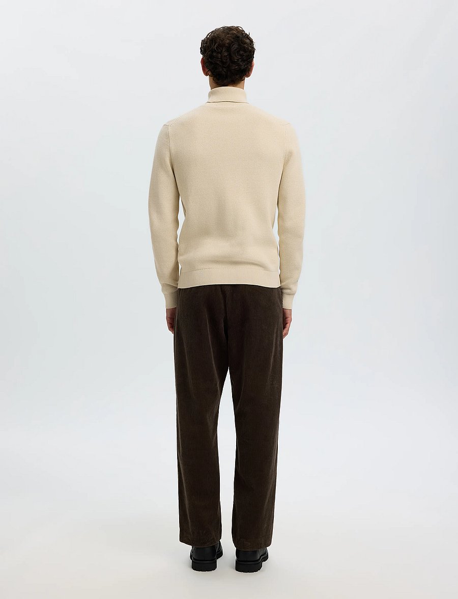 Selected - SLMDANE LS KNIT STRUCTURE ROLL NECK NOOS - rollkragenpullover - oatmeal - 2
