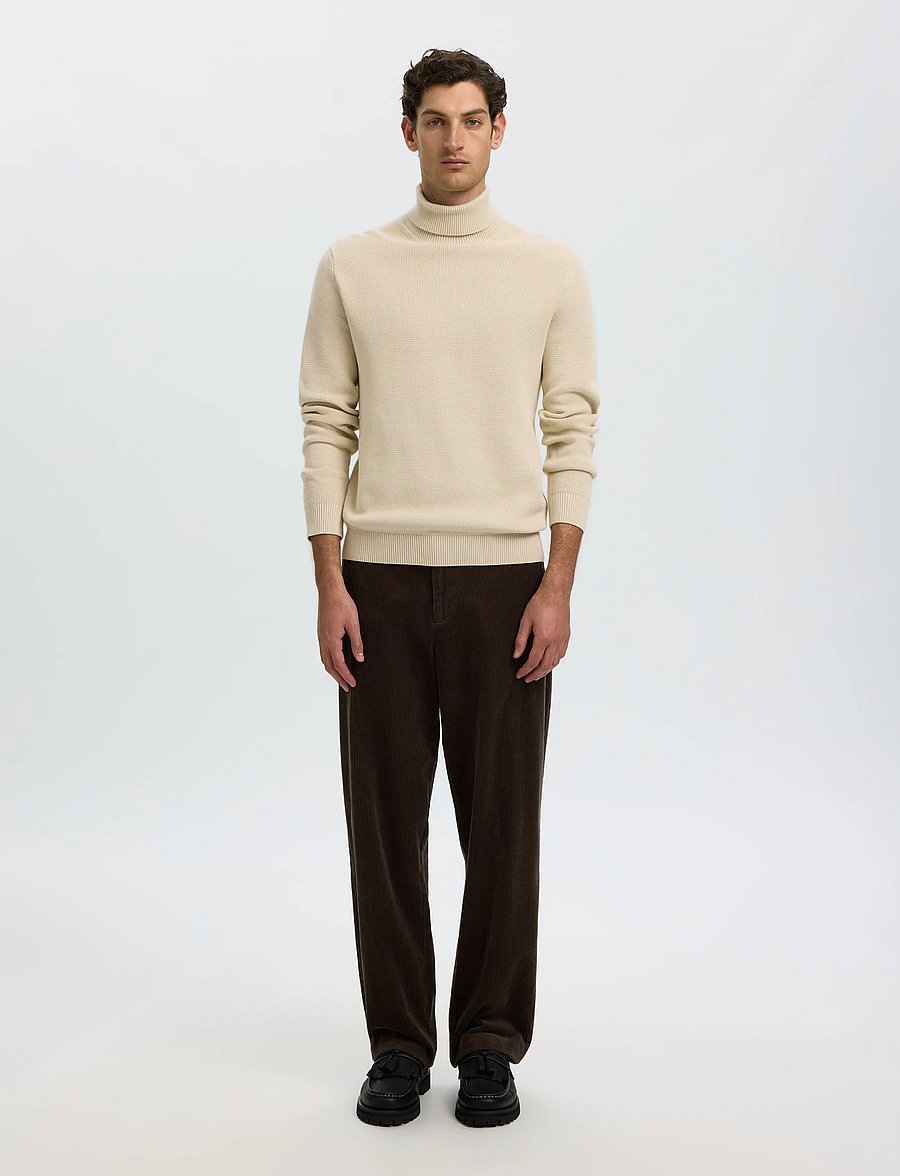 Selected - SLMDANE LS KNIT STRUCTURE ROLL NECK NOOS - rollkragenpullover - oatmeal - 3