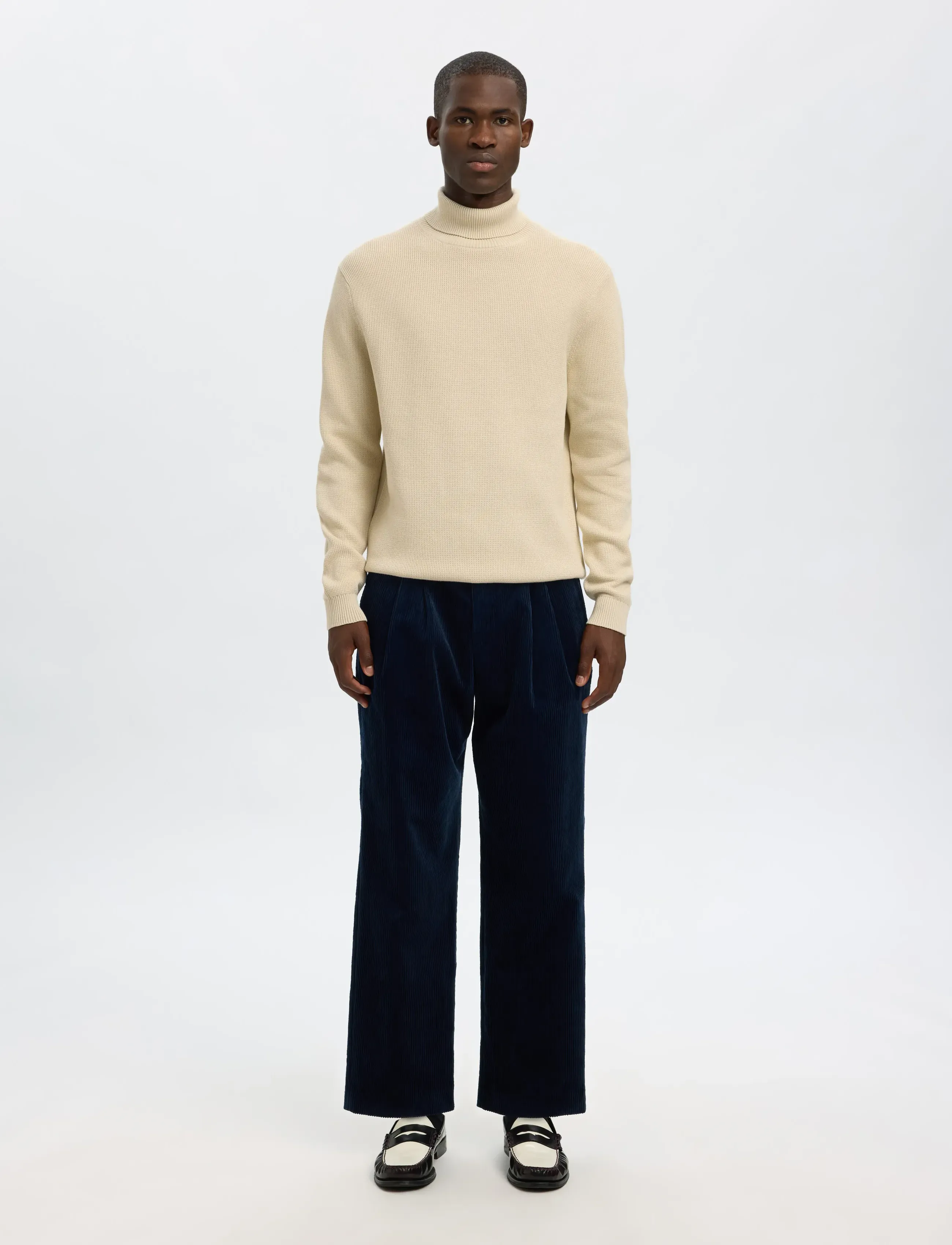 Selected - SLHDANE LS KNIT STRUCTURE ROLL NECK NOOS - rollkragen - oatmeal - 3
