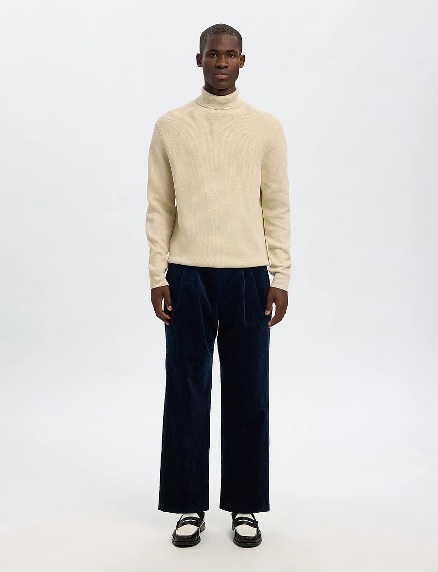 Selected - SLHDANE LS KNIT STRUCTURE ROLL NECK NOOS - rollkragen - oatmeal - 3
