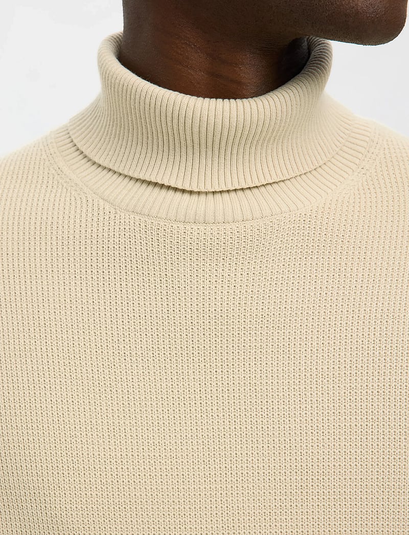 Selected - SLMDANE LS KNIT STRUCTURE ROLL NECK NOOS - rollkragen - oatmeal - 5