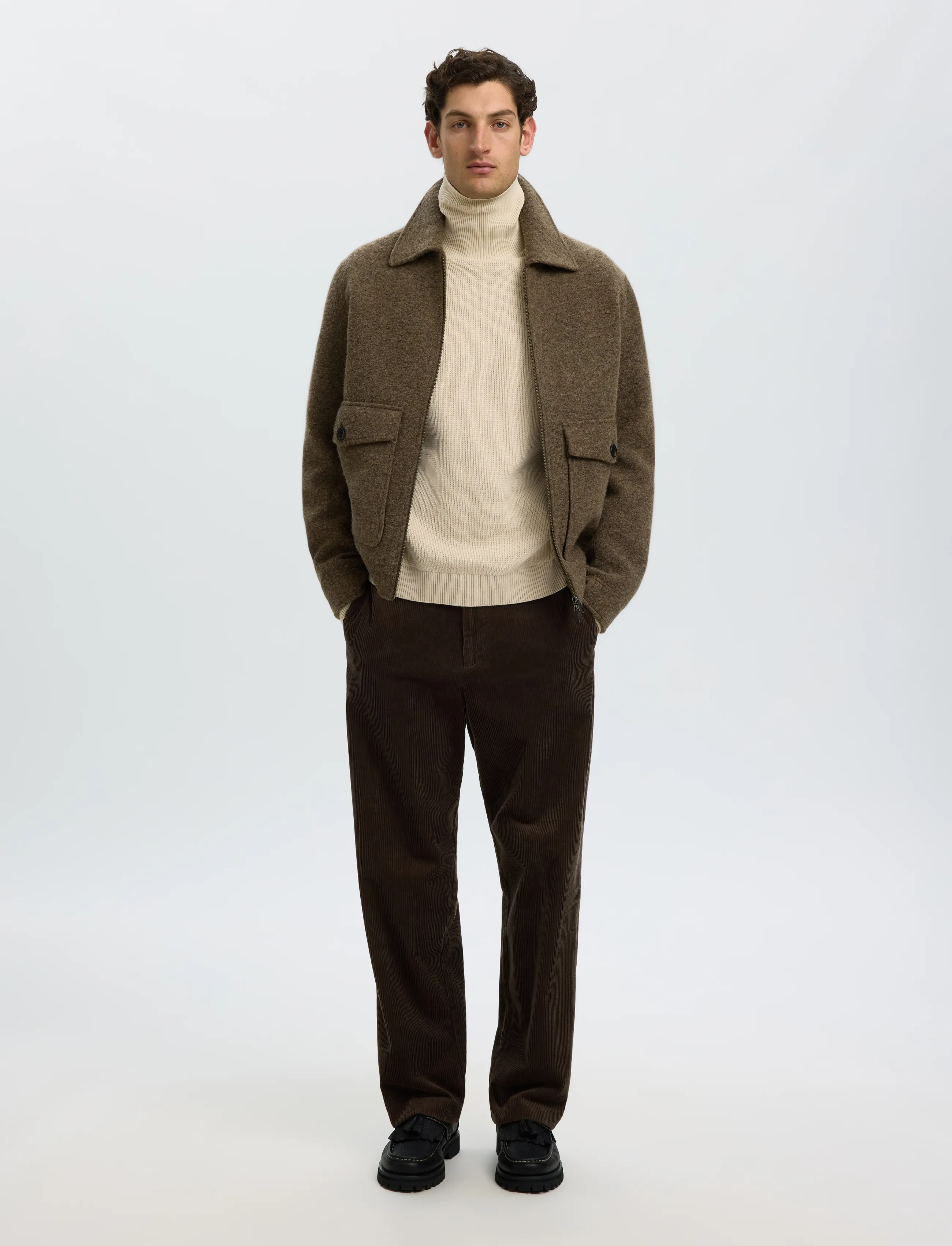 Selected - SLMDANE LS KNIT STRUCTURE ROLL NECK NOOS - rollkragenpullover - oatmeal - 5