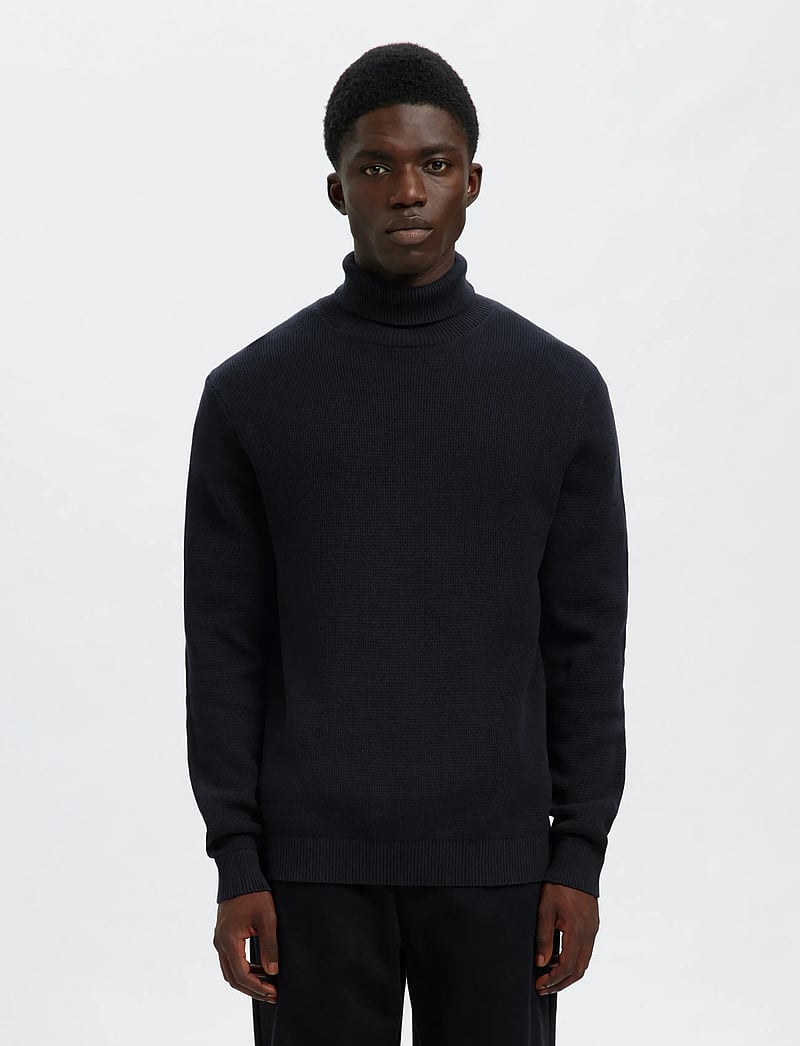 Selected - SLHDANE LS KNIT STRUCTURE ROLL NECK NOOS - rúllukragar - sky captain - 0