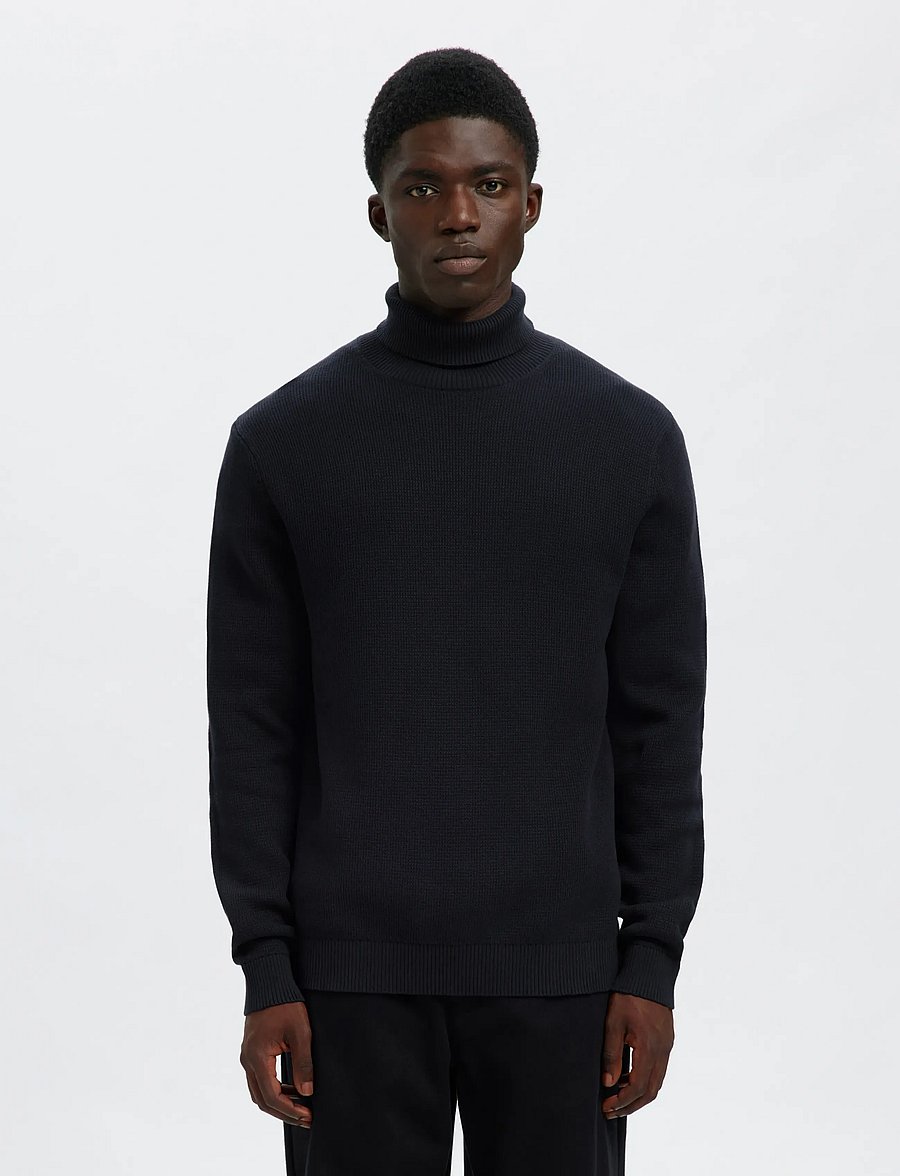 Selected - SLMDANE LS KNIT STRUCTURE ROLL NECK NOOS - kõrge kaelusega džemprid - sky captain - 0