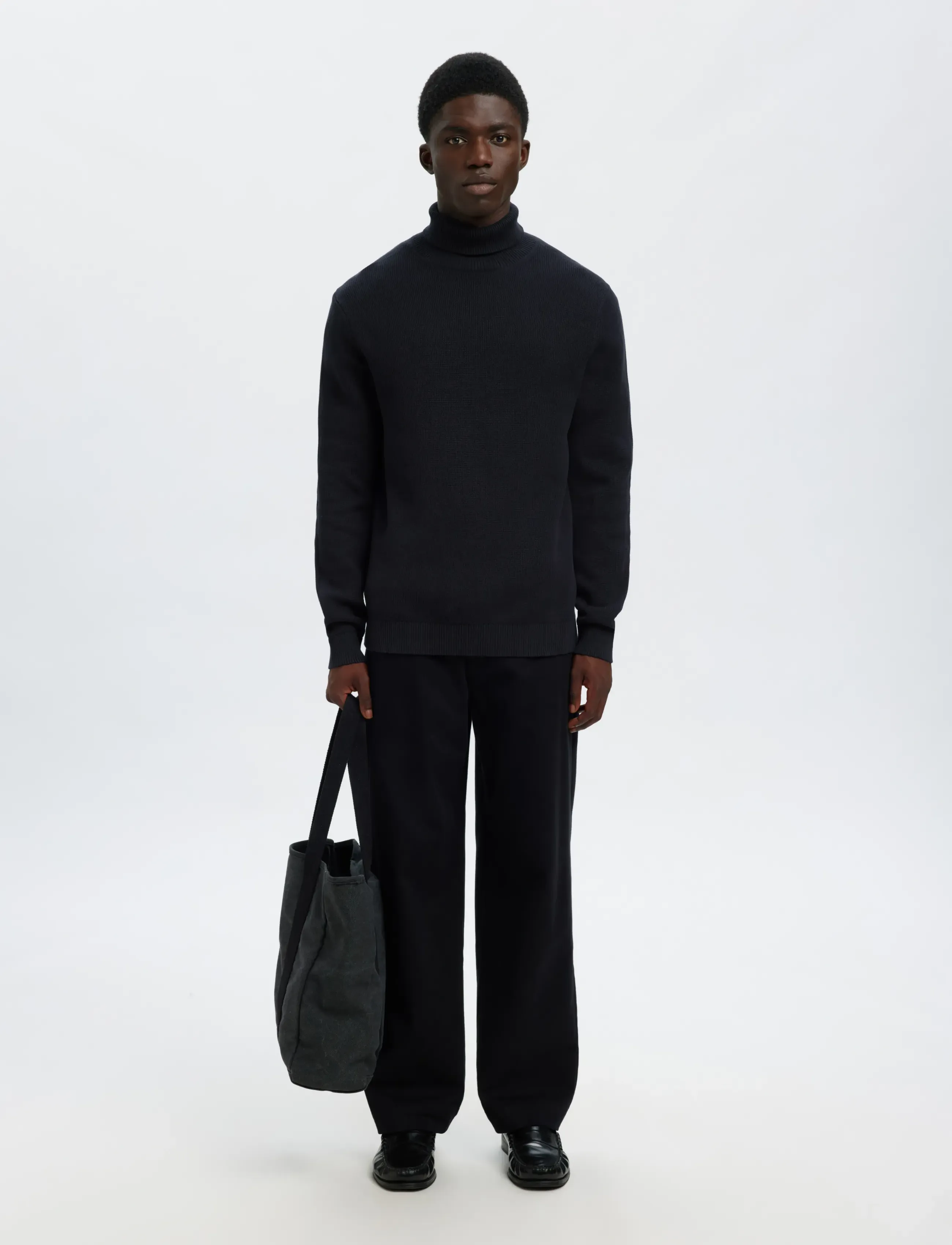 Selected - SLMDANE LS KNIT STRUCTURE ROLL NECK NOOS - kõrge kaelusega džemprid - sky captain - 4