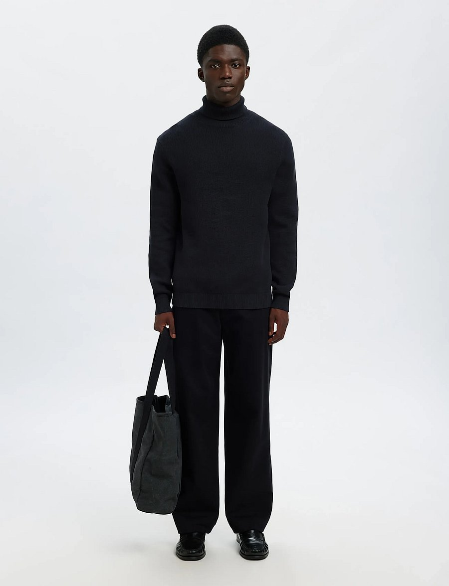 Selected - SLMDANE LS KNIT STRUCTURE ROLL NECK NOOS - kõrge kaelusega džemprid - sky captain - 4