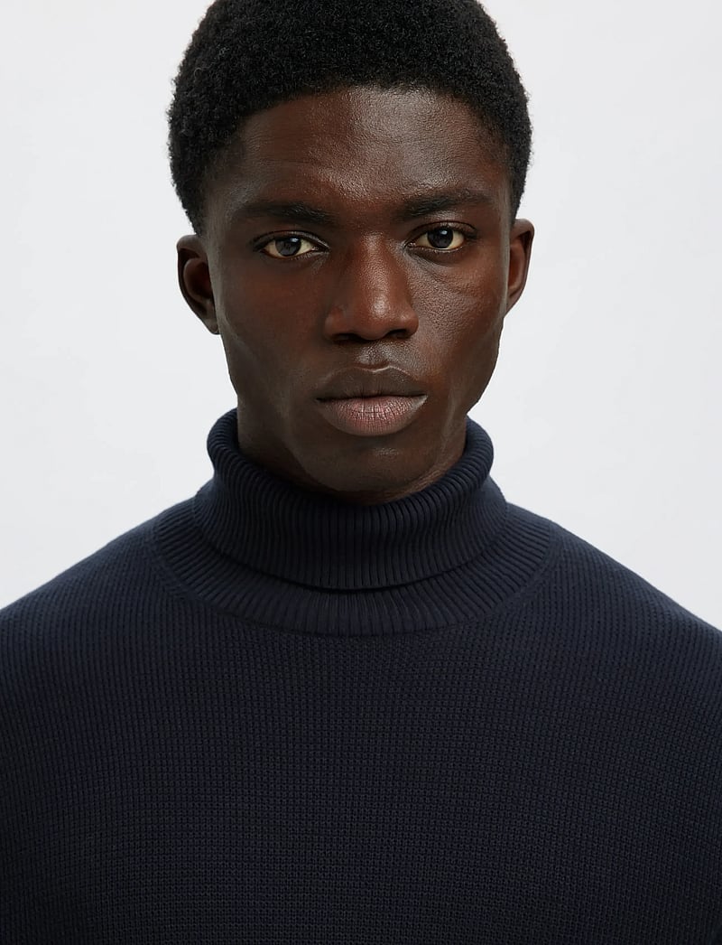 Selected - SLHDANE LS KNIT STRUCTURE ROLL NECK NOOS - rúllukragar - sky captain - 5