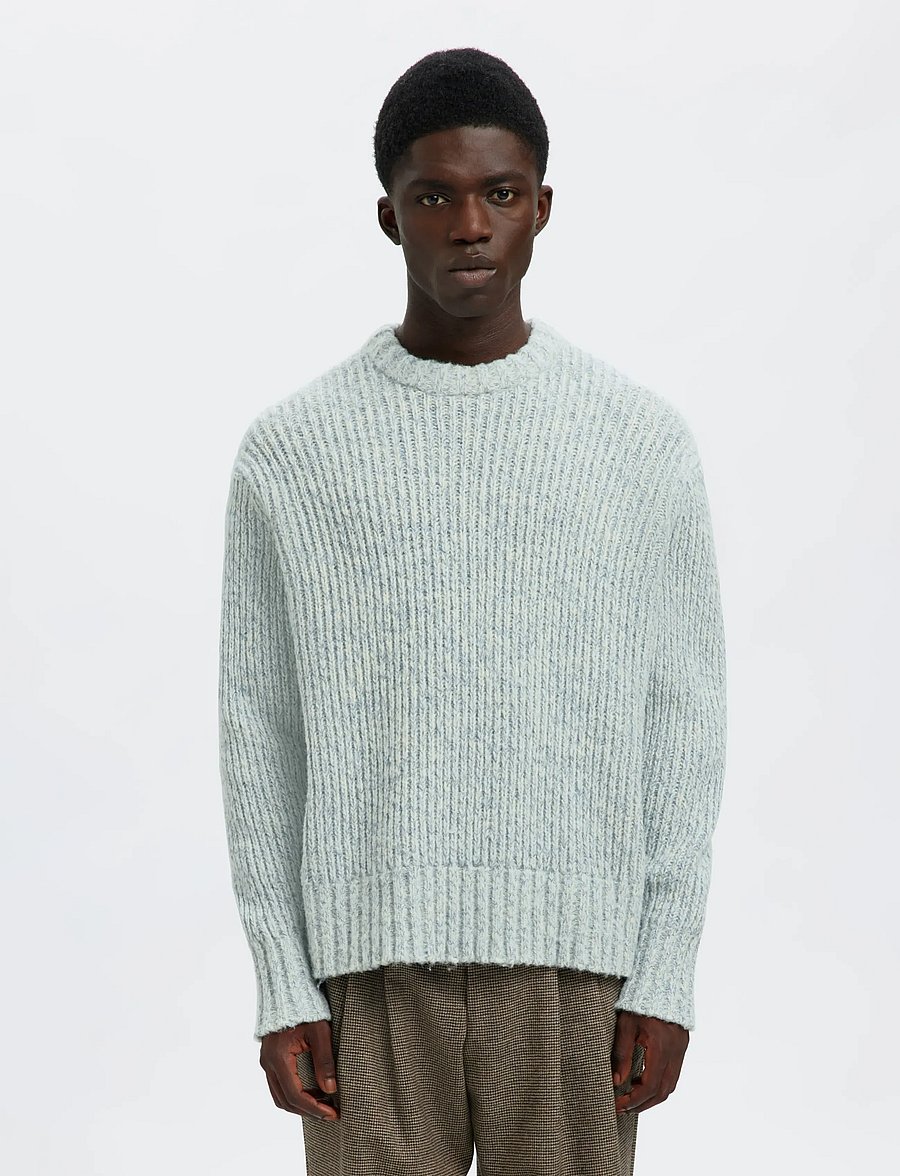 Selected - SLHCHICAGO LS KNIT RELAXED CREW NECK - rundhals - cashmere blue - 0