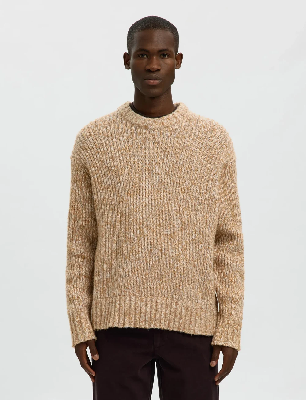 Selected - SLHCHICAGO LS KNIT RELAXED CREW NECK - rundhalsad - golden brown - 0