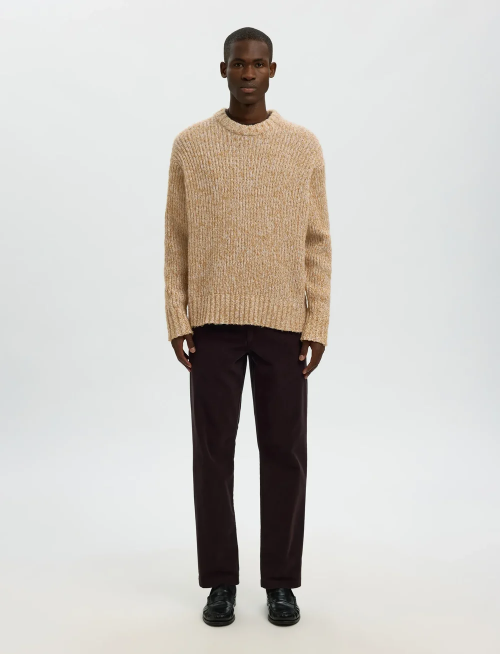 Selected - SLHCHICAGO LS KNIT RELAXED CREW NECK - rundhalsad - golden brown - 5