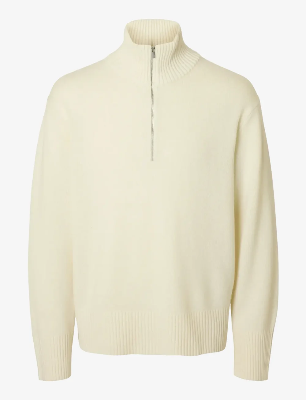 Selected - SLHCALLE RELAXED CASHMERE BLEND HALF ZIP - pullover mit halbem reißverschluss - angora - 1