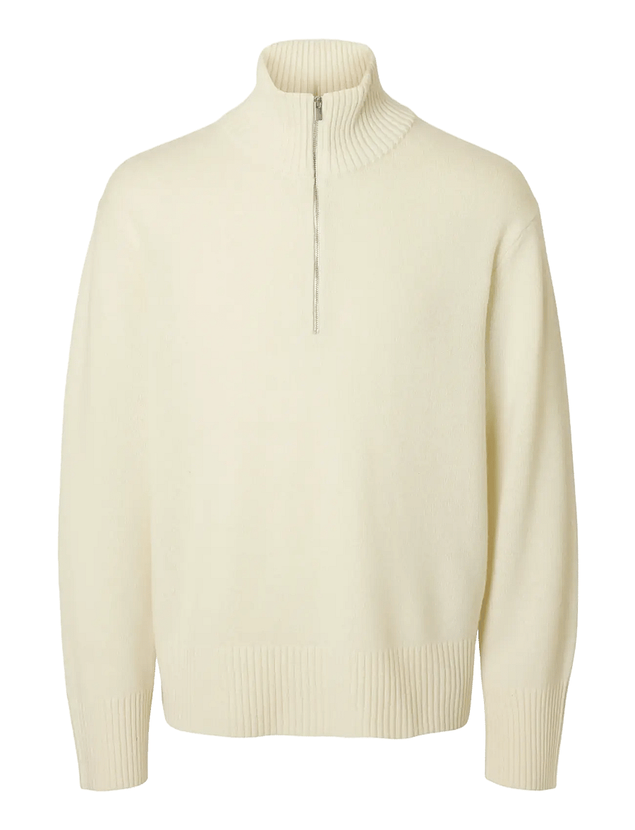 Selected - SLHCALLE RELAXED CASHMERE BLEND HALF ZIP - pullover mit halbem reißverschluss - angora - 1