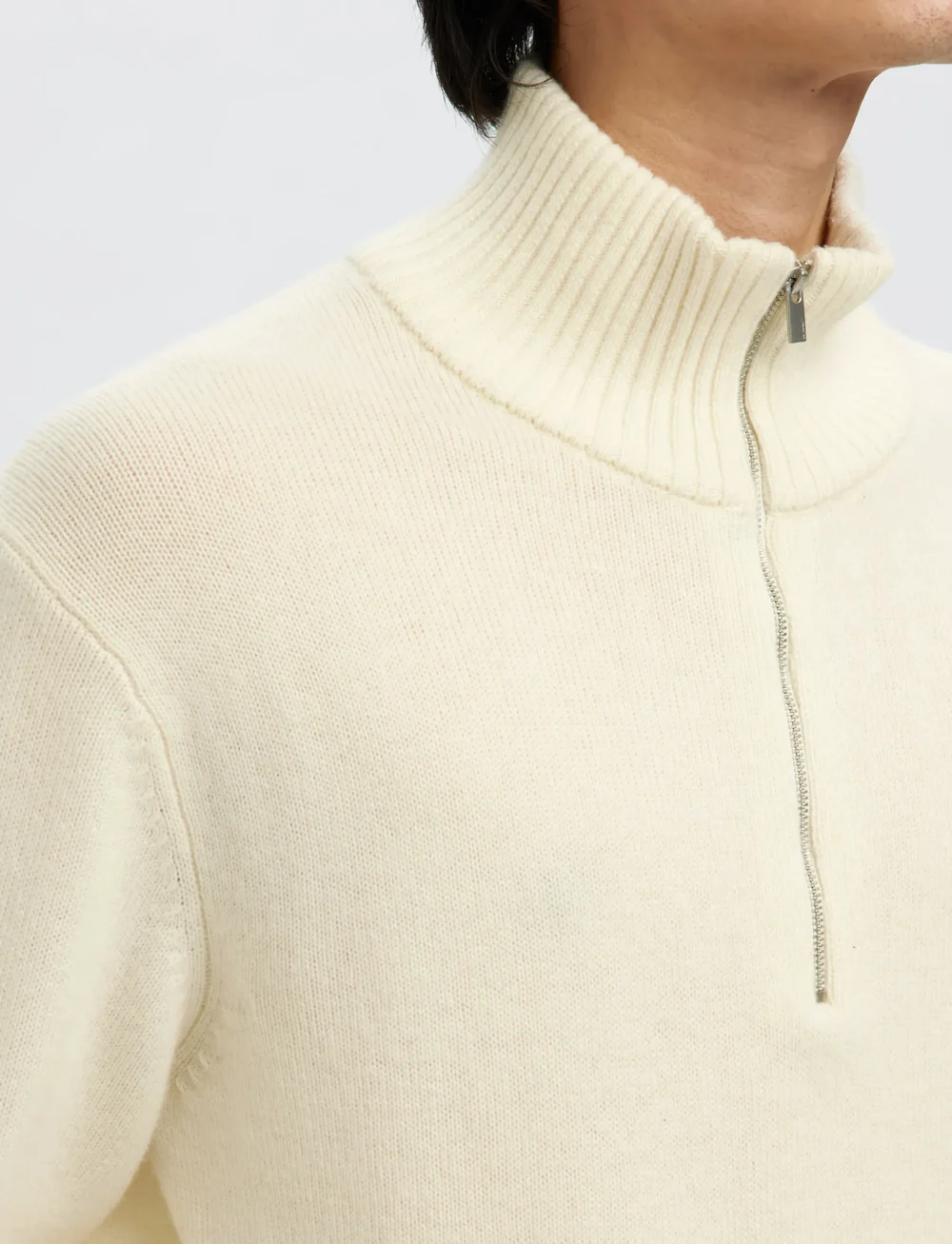 Selected - SLHCALLE RELAXED CASHMERE BLEND HALF ZIP - pullover mit halbem reißverschluss - angora - 4