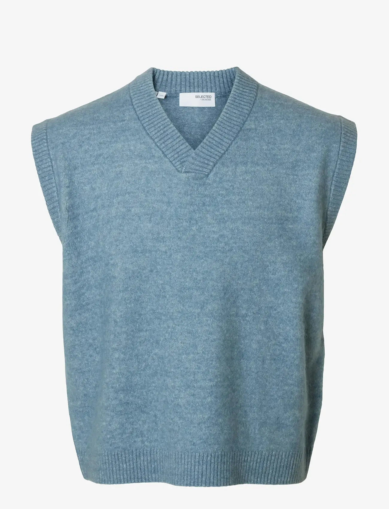 Selected - SLHRAI SL KNIT V-NECK RELAXED WAISTCOAT - gestrickte westen - blue mirage - 1