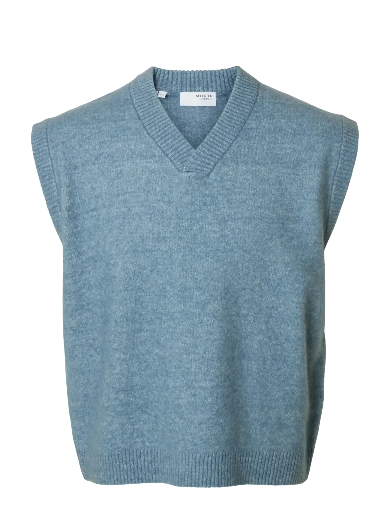 Selected SLHRAI SL KNIT V-NECK RELAXED WAISTCOAT - Gestrickte westen - BLUE MIRAGE / blue