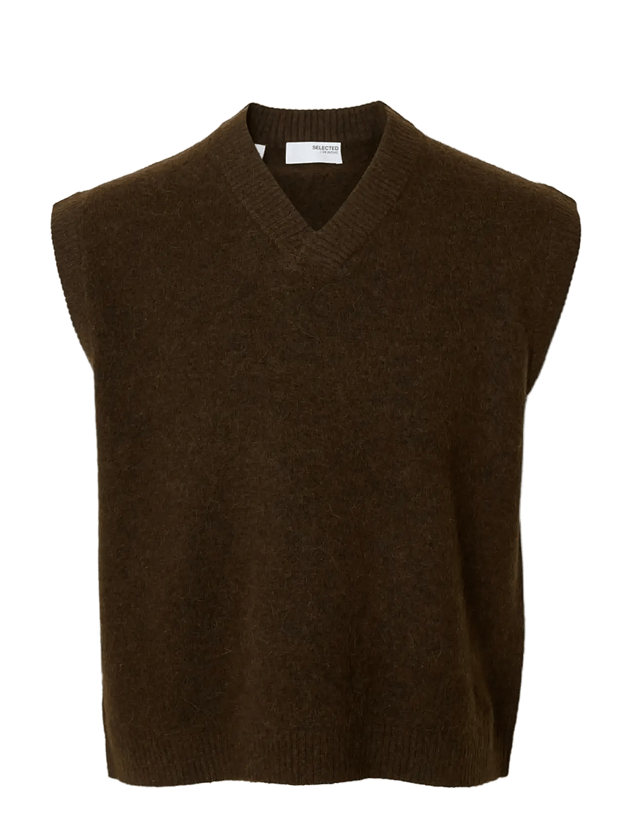 Selected - SLHRAI SL KNIT V-NECK RELAXED WAISTCOAT - strickwesten - delicioso - 1
