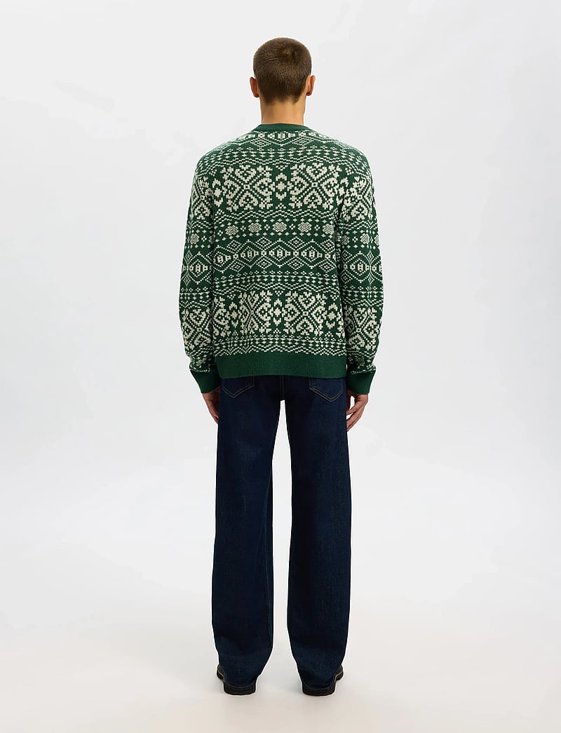 Selected - SLHHOLGER LS KNIT JAQUARD CREW NECK - rundhalsad - dark green - 2