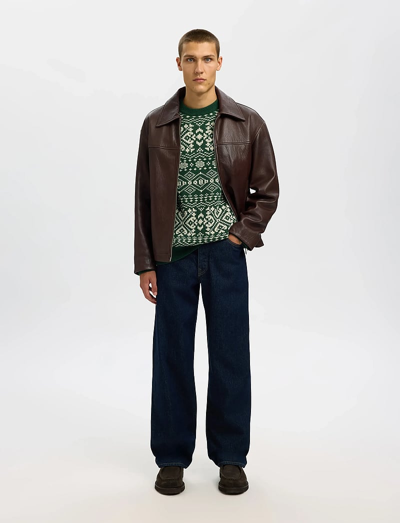 Selected - SLHHOLGER LS KNIT JAQUARD CREW NECK - rundhalsad - dark green - 5