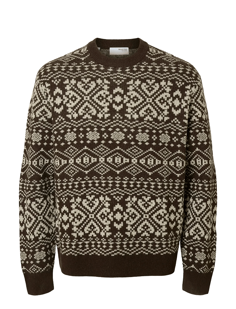 Selected - SLHHOLGER LS KNIT JAQUARD CREW NECK - rund hals - delicioso - 1