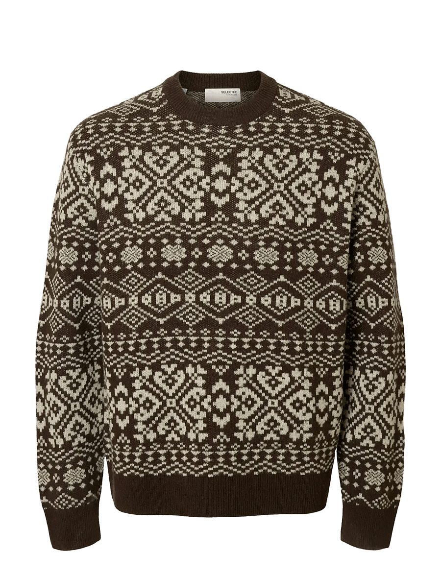 Selected - SLHHOLGER LS KNIT JAQUARD CREW NECK - rundhals - delicioso - 1