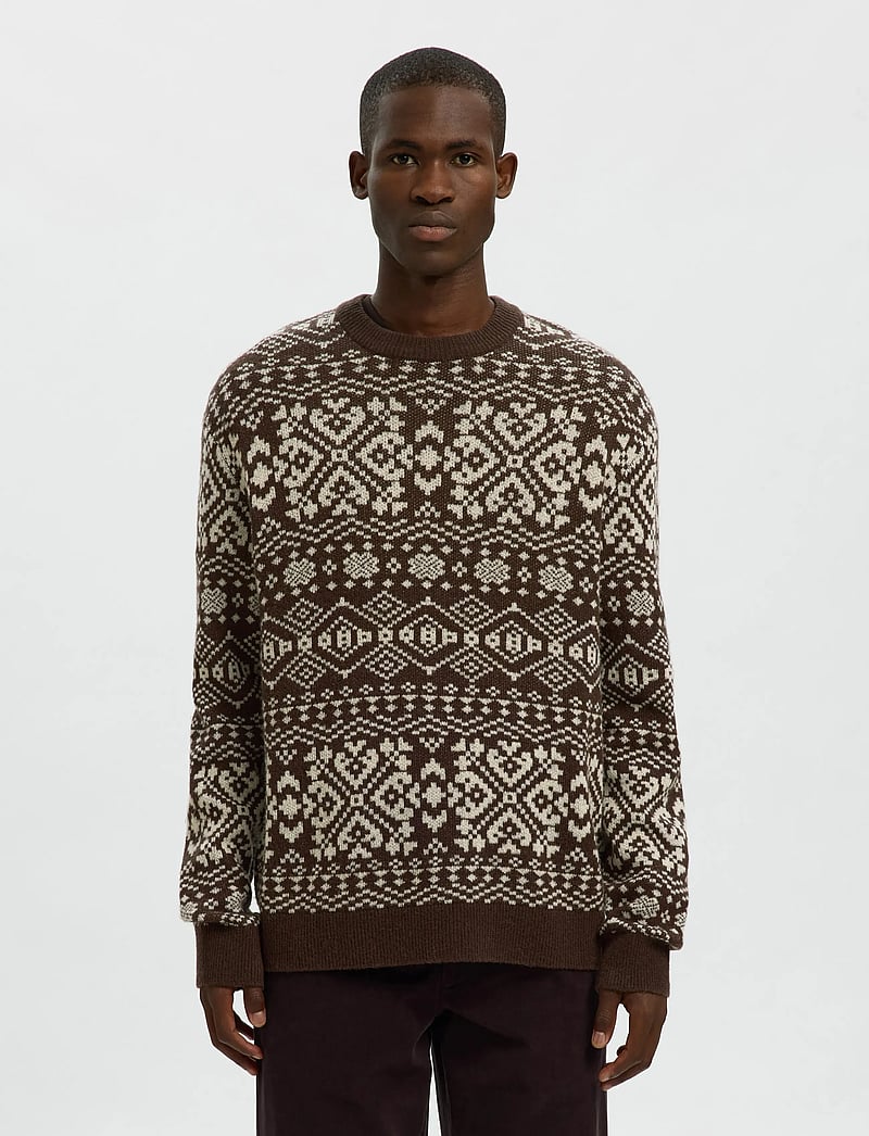 Selected - SLHHOLGER LS KNIT JAQUARD CREW NECK - rund hals - delicioso - 0